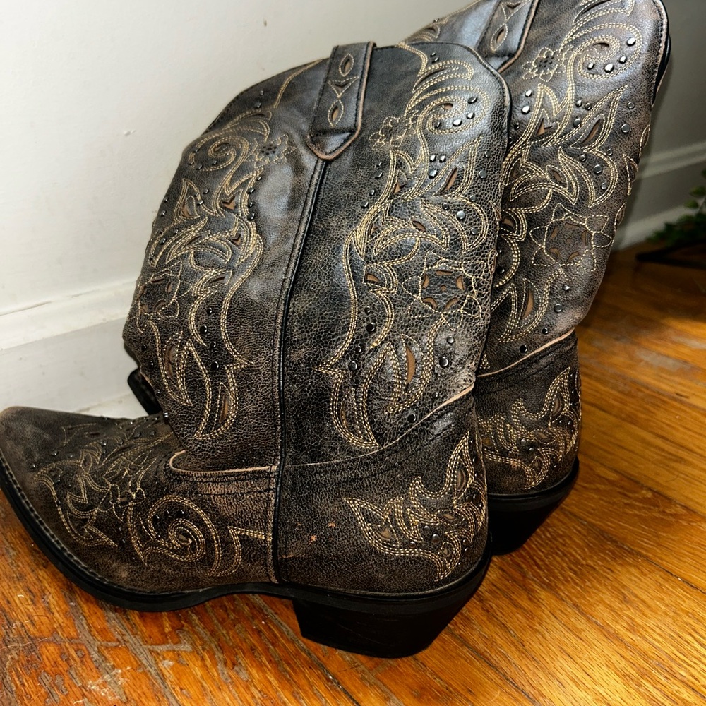 Embroidered Brown Cowboy Boots - image 2